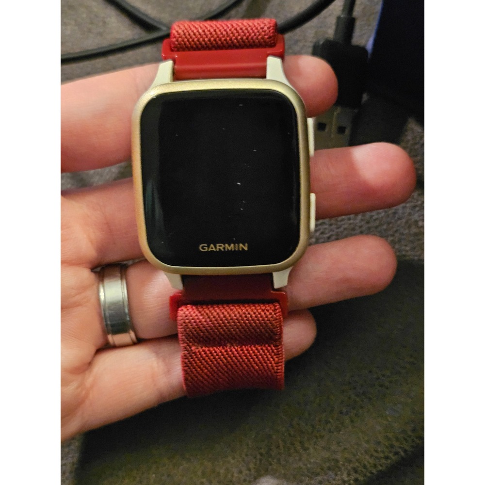 Garmin Venu Sq Smartwatch Light Gold White with 6 Extra Bands and Charger
